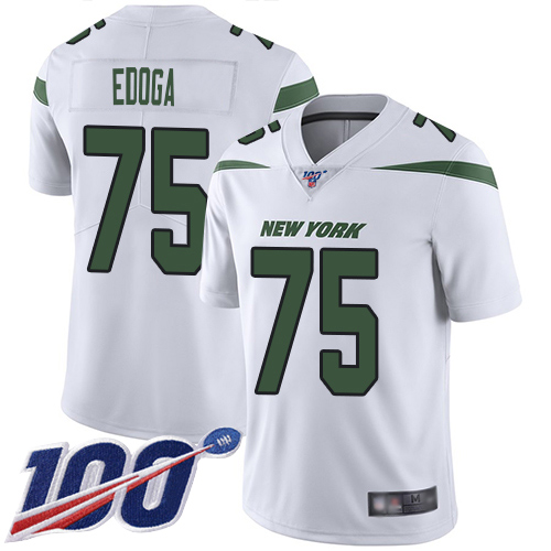 New York Jets Limited White Youth Chuma Edoga Road Jersey NFL Football 75 100th Season Vapor Untouchable
